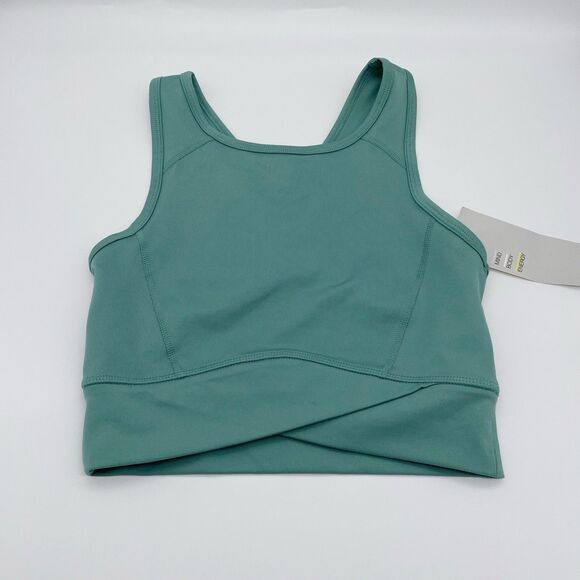 Z By Zella Sports Bra XS Green Crossband Racerback Longline Crop Top Stretch - Picture 2 of 5